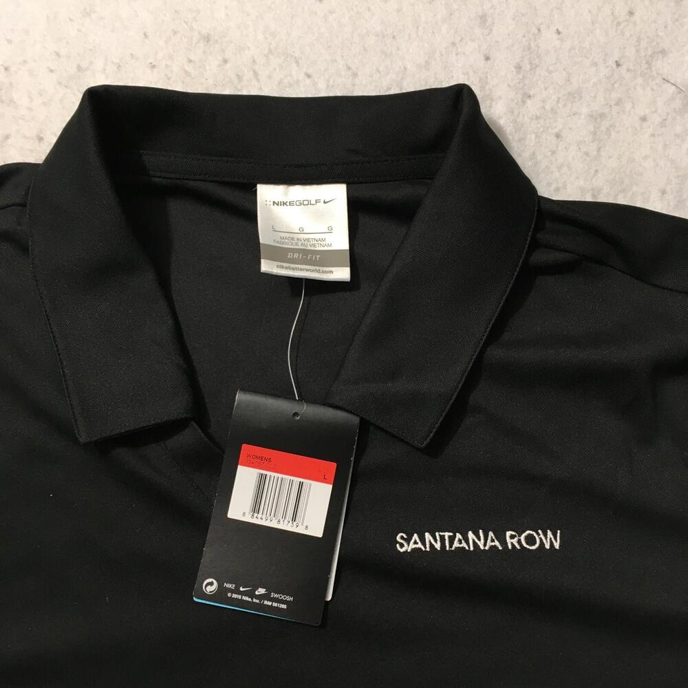 Nike Dri Fit Womens LARGE Black Golf Polo Shirt SANTANA ROW - Picture 2 of 12